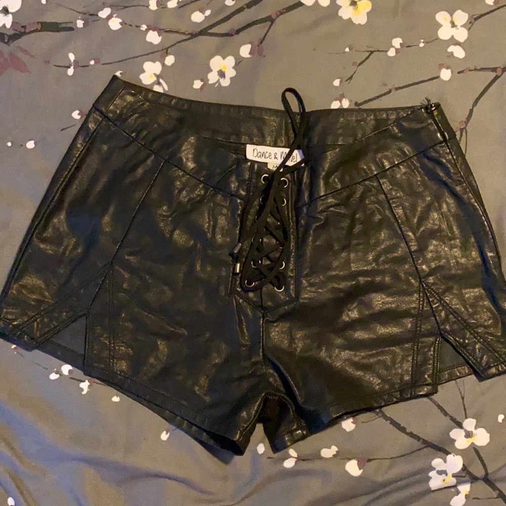Faux leather shorts